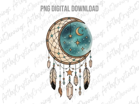 Download Celestial Crescent Dreamcatcher PNG - Dreamcatcher png Collection