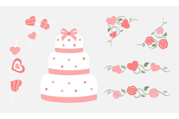 Download Wedding Cake and Border Design Element - Wedding Collection