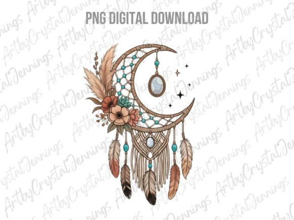 Download Boho Crescent Moon Dreamcatcher PNG - Dreamcatcher png Collection