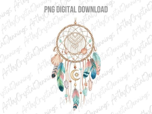 Download Watercolor Boho Coastal Dreamcatcher PNG - Dreamcatcher png Collection
